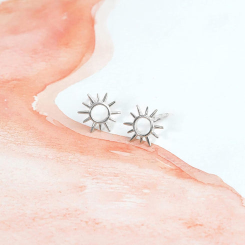 Boma Jewelry Sterling Silver Sunburst Sun Open Circle Stud Earrings...