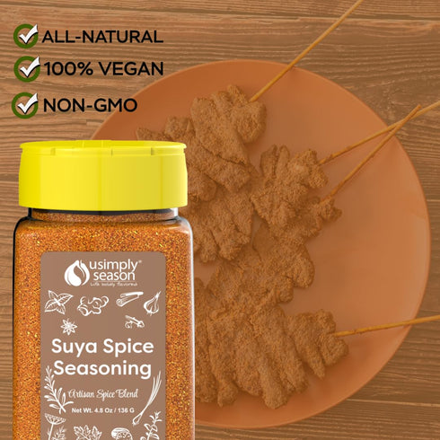 USimplySeason Suya Spice (4.8 oz) - African-Inspired Seasoning Blend - Vegan, Non-GMO, All-Natural - Ideal for Grilling, BBQ, Soups, Stews, Made i...