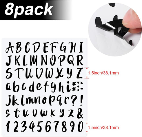 Outus 576 Pieces 8 Sheets Letters Stickers Self Adhesive Vinyl Letter Alphabet Number Stickers Mailbox Numbers Sticker, Decals for Classroom Decor...