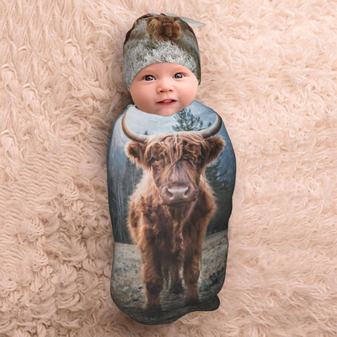 Swaddling Blanket for Baby, Soft Sleeping Bag, Sack for Newborn Boys Girls, Unisex Baby Stuff, Highland Cow...