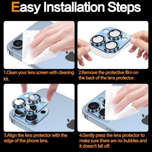 YWXTW Designed for iPhone 13 Pro/iPhone 13 Pro Max Camera Lens Protector, 3D Alloy Metal and Tempered Glass Camera Screen Protector, Full Coverage...