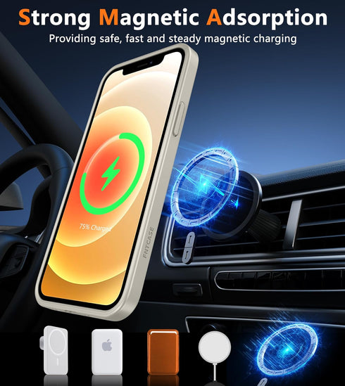 FNTCASE for iPhone 12 Phone Case: Magnetic Matte Textured Military Grade Drop Protection Translucent Cell Phone Cover - Slim Rugged Durable Shockp...