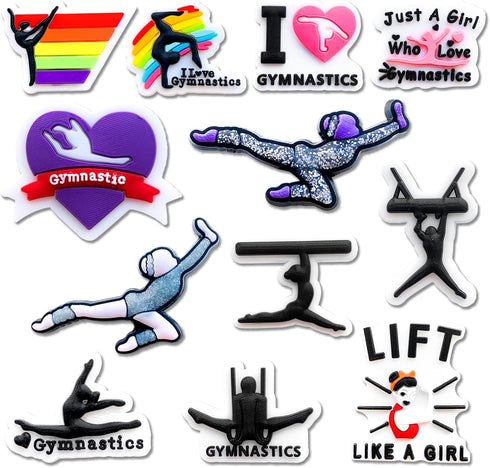 12Pcs Gymnast Shoe Charms for Clog Sandals Bracelets Decoration, Gymnastics Charms...