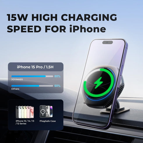 for MagSafe Car Mount Charger, 15W Zinc Alloy Fast Charging Magnetic Wireless Car Charger Phone Holders for Your Car Fits for iPhone 15 Pro Max Pl...