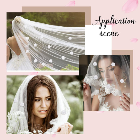 CRASPIRE 40pcs Fabric Flowers White Handmade 1.34" 3D Fabric Flowers Lace Patch for DIY Crafts Headbands Hair Accessories Wedding Veil Party Gift ...