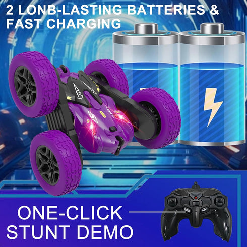 RC Stunt Cars Remote Control Car,Double-Sided Driving 360-Degree Flips Rotating Car Toy with Headlights,4 Wheel Drive Drifting Stunts Toy for Boys...