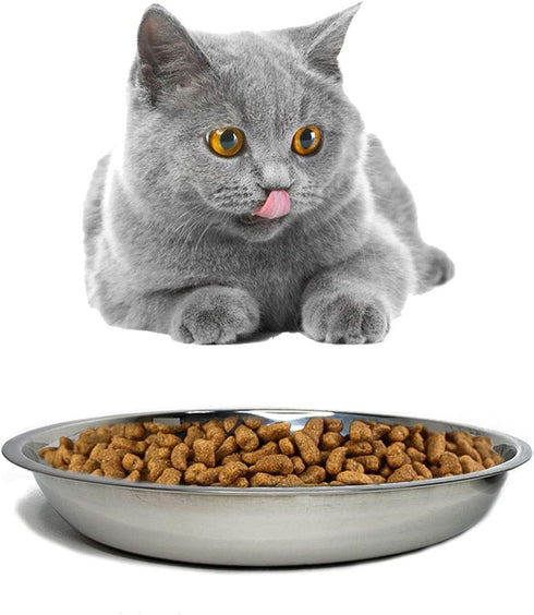 kathson Stainless Steel Whisker Relief Cat Bowl, 4 pcs Shallow and Wide Bowls, Pet Cat & Dog Feeding Large Dishes Fits with Elevated Stands Pet Bo...