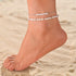 Boho Pearl Ankle Bracelet for Women Girls, Silver Double Layered Pearl Beaded Anklet Beach Foot Chain Jewelry Gifts...