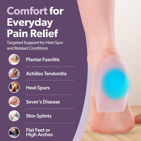 BraceAbility Heel Spur Cups | Medical-Grade Silicone Plantar Fasciitis Insole Cushion Pads, Gel Foot Orthotic & Shoe Insert Protectors (Pair - Lar...