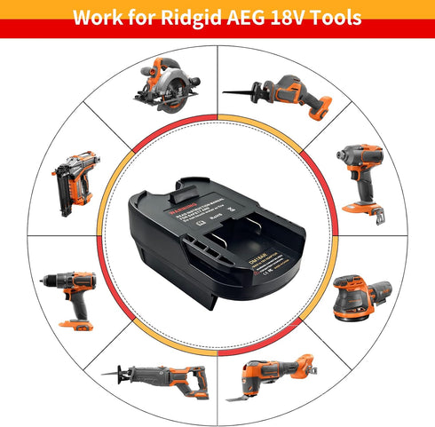 Adapter Convert for DeWalt/for Milwaukee to Ridgid AEG, DM18AR Battery Converter for DeWalt 20V&for Milwaukee M18 18V Lithium Battery to Work with...