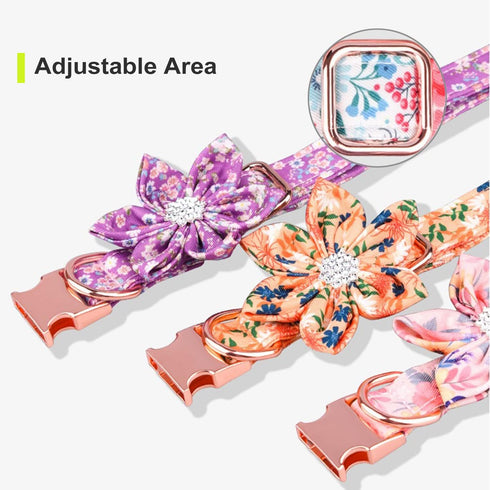 Dog Collar with Daisy Tie, 3 Patterns Soft & Comfty Flower Print Padded Pet Collars with Strong Metal Buckle for Boy and Girl Dogs(Pink, L)...