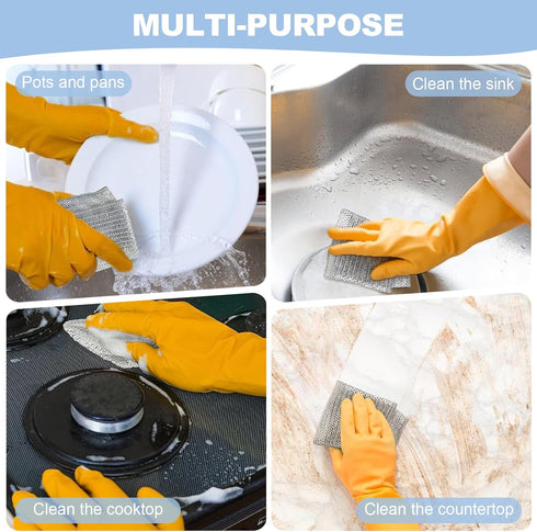 20 Pcs Upgrade Steel Wire Dishcloth for Wet and Dry,Doubles-Layer Steel Wire Cleaning Cloth,Powerful Cleaning Non-Scratch Wire Dishcloth Rag for S...