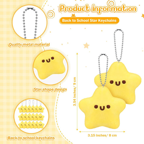 25 Sets Back to School Gifts Star Keychain Cute Plush Star Keychains You Are a Star Cards Organza Bags for School Students...