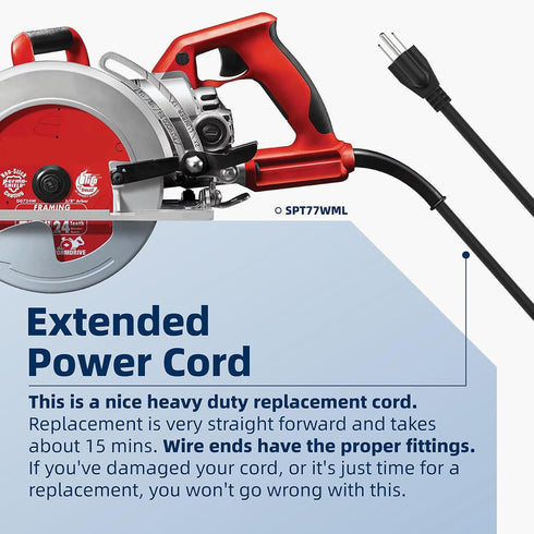 95104L Replacement Cord Compatible with SKILSAW Worm Drive Saw SPT77WM SPT78W Circular Saw Power Cord Parts,Heavy Gauge for SKIL SAW Power Tool Re...
