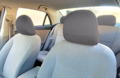 Universal Headrest Covers for Cars & Trucks – Set of 4 Solid Grey Polyester Covers with Foam Backing for DVD & TV Monitors for Most Vehicles – Dur...
