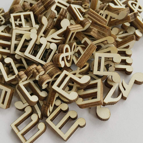 JANOU 100pcs Music Notes Wood Cutouts Music DIY Craft Embellishments Unfinished Wood Ornaments Decoration (Assorted Pattern)...