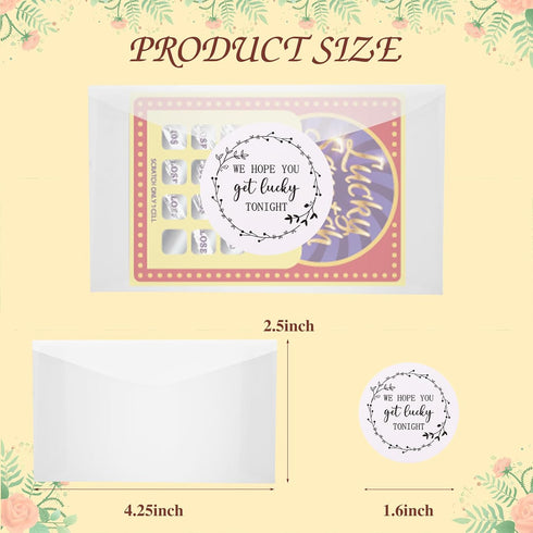 100 Sets Get Lucky Tonight Wedding Lottery Ticket Holders with Stickers Mini Lotto Lottery Ticket Holder Clear Glassine Envelopes for Wedding Favo...