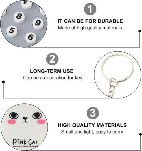 2pcs Mini Calculator Keychain Portable Cute Cartoon Calculator Electronic Pocket Calculator with Key Ring for Children Students School Supplies Ke...