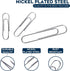 500 Pack Paper Clips by Luxurecourt - 3 Assorted Sizes of Silver Small and Large Paperclips Bulk, Rust-Resistant Nickel Plated Steel Clips, Essent...