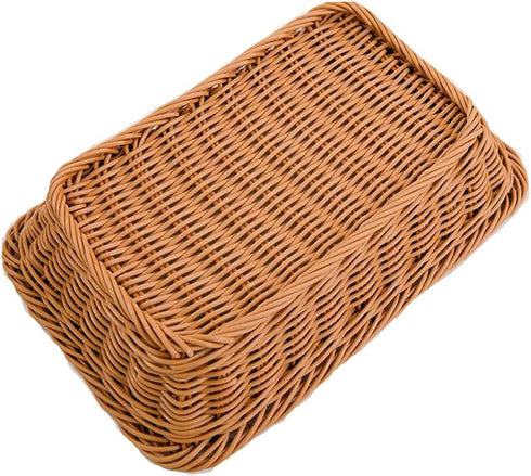 Yarlung 3 Pack Imitation Rattan Woven Bread Baskets, 11.8 Inch Poly Wicker Fruit Baskets for Food Serving, Display, Vegetables, Home Kitchen, Rest...