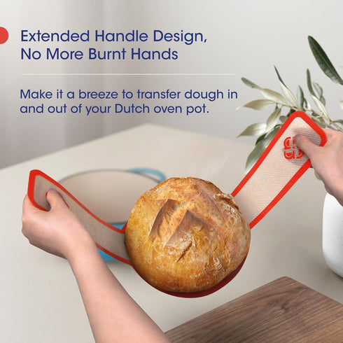 2PCs Silicone Bread Sling for Dutch Oven - Food-Grade Premium Silicone - Non-Stick & Easy Clean Reusable Sourdough Bread Baking Mat With Long Hand...
