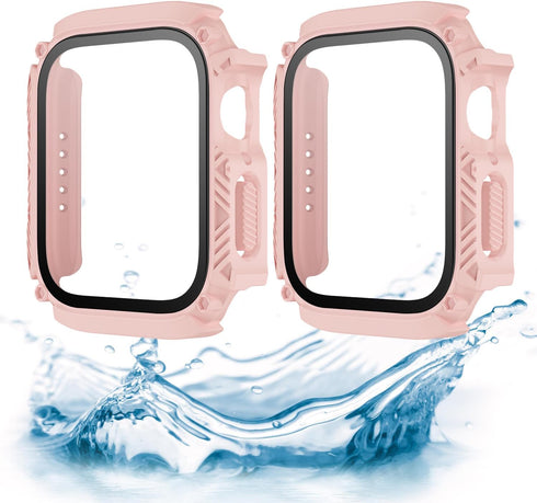 Waterproof Case 41mm for Apple Watch Series 9 8 7 with Tempered Glass Screen Protector, iWatch Full Protective Hard PC Bumper Face Cover for Men&W...