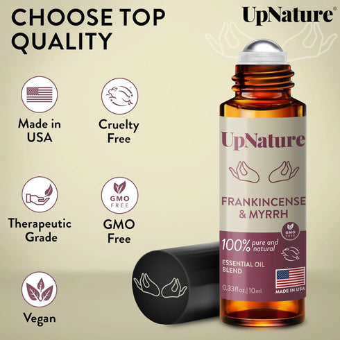 UpNature Frankincense and Myrrh Essential Oil Roll On – 100% Natural Frankincense & Myrrh for Skin & Face...