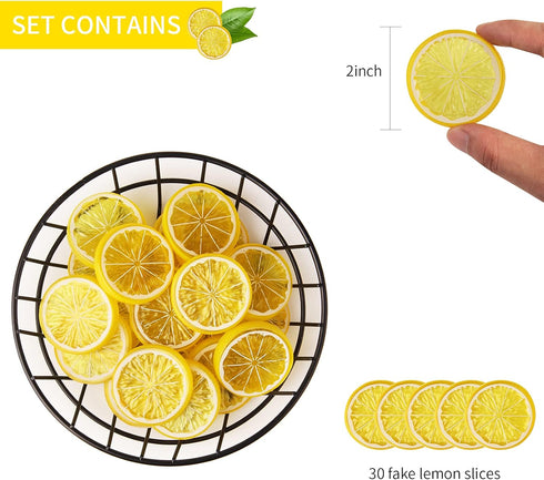 20pcs Mini Simulation Fruit Lemon Slices?Fake Artificial Plastic Fruit Model Decorative Wedding Ornament Festival Decoration?Photography Props?Bas...