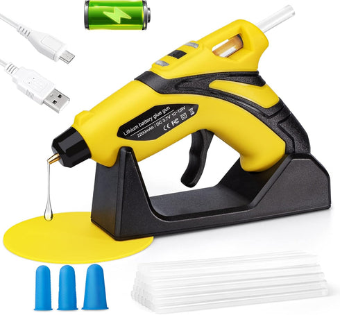 Cordless Fast Preheating Hot Glue Gun Kit with 30PCS Glue Sticks (7mmx150mm), USB Rechargeable & Smart Power-Off Cordless Hot Melt Glue Gun for Qu...