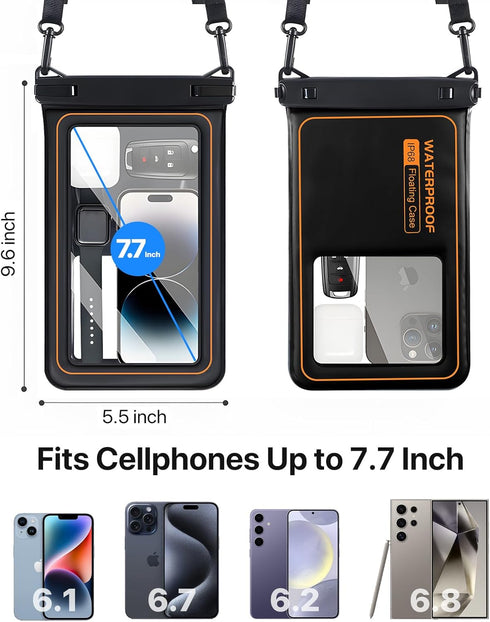 Diaclara Waterproof Phone Pouch, IP68 Floating Waterproof Phone Case with Lanyard for iPhone 15 Pro Max 14 Galaxy S24 Ultra, Underwater Screen Tou...