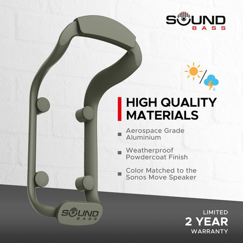 SOUND BASS Move Speaker Wall Mount Bracket, Weatherproof, Compatible with Sonos Move & Move 2, Including Mounting Accessories, Green...