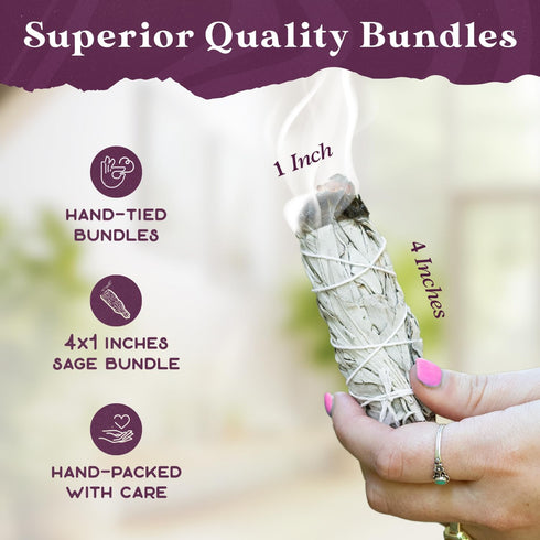 White Sage Bundles - 6 Pack - Sage Smudge Stick for Home Cleansing Incense Healing Meditation and California Smudge Sticks Rituals - 4 inch...