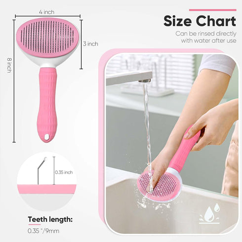 Cat Brush Self Cleaning Slicker Brush with Release Button, Dog Shedding Brush for Grooming, Cat Comb Pet Massage Tool Suitable for Long or Short P...
