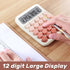 FIOVER Mechanical Switch Calculator, 12 Digits, Large LCD Display, Cute Pink Desktop Calculator with Big Buttons, Aesthetic Calculator for Office,...