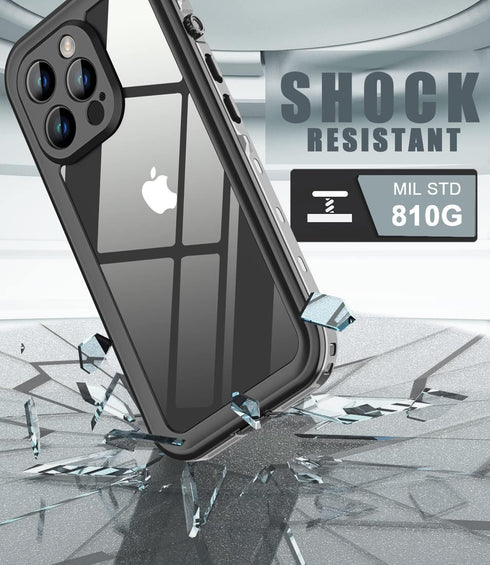 Design for iPhone 13 Pro Max Waterproof Case, Full Body Shockproof Dust Proof Phone Case Cover with Screen Protector for iPhone 13 Pro Max Case (B...