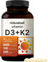 NatureBell Vitamin D3 5000 K2 (MK7) with Virgin Coconut Oil, 240 Softgels, 100mcg, 2 in 1 Support, Duo-Ack | 8 Months Supply | Third Party Tested,...