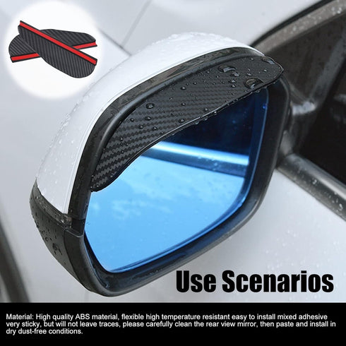 2 Pcs Car Rear View Side Mirror Rain Eyebrow, Car Exterior Trim Accessories, Carbon Fiber Rear View Mirror Visor Guard Car Side Mirror Rain Eyebro...