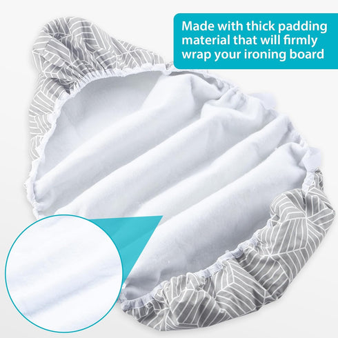 Ironing Board Cover with Padding 15 x 54 inch Standard Full Size, Heat Reflective with Hook and Loop Fasteners, Thick Padding with Elasticized Edg...