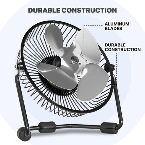 mollie 4-Inch Small USB Desk Fan for Home Office Bedroom Mini Personal Desktop Air Circulator Ultra Quiet Cooling Table Fan Adjustable Tilt Black...