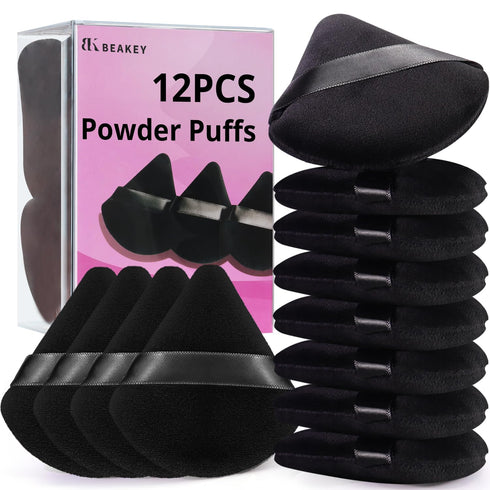 BEAKEY 12pcs Powder Puffs for Face Powder Triangle Powder Puff for Loose & Cosmetic Foundation, Makeup Puff for Contouring, Cloud Kiss Makeup Spon...