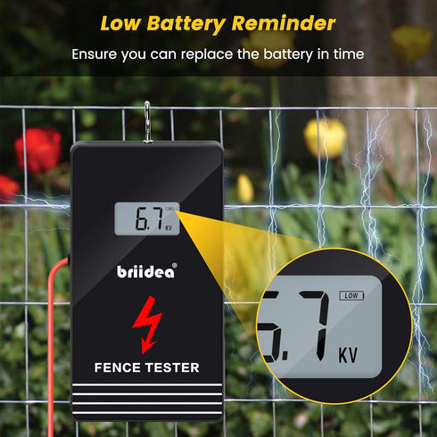 Electric Fence Tester, Briidea 300V-15000V Electric Fence Voltage Tester with LCD Large Display and Low Battery Reminder, Designed for Your Fence ...