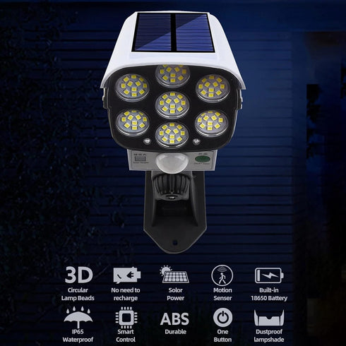 Outdoor Motion Sensor Solar Lights 2000 Lumens 77 LEDs Spotlight With Remote Controller FloodLights Outdoor IP66 Waterproof, Wireless Dummy Decoy ...