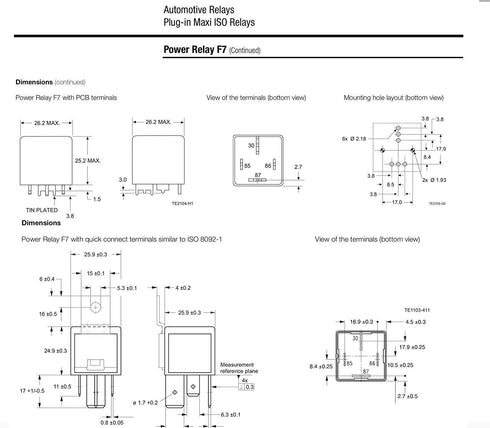 VF7-11F11-S01 Automotive Relay 12V, 70 AMP Plug-in, 4-1393306-6...