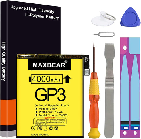 MAXBEAR Google Pixel 3 Battery, (Upgraded) 4000mAh 3.85V Li-Polymer Replacement Battery for HTC Google Pixel 3 G013A 823-00073-01 with Repair Tool...