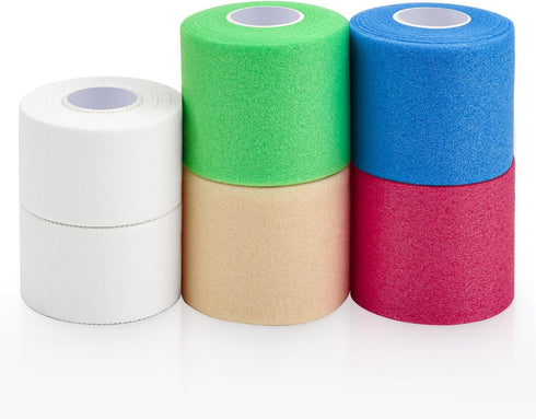 6 Rolls Athletic Tape Set - 4 Rolls Foam Pre Wrap & 2 Rolls White Athletic Tape, Underwrap Soft Foam Strip White Sports Tape, Protecting Ankles Wr...