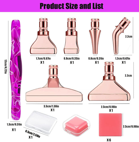 Heyseri 14PCS Diamond Painting Pen Accessories Tools Set Ergonomic Diamond Art Pen Exquisite Stainless Steel Metal Pen Tips and 6 Painting Glue Cl...