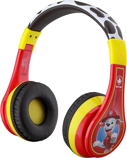 eKids Paw Patrol Kids Bluetooth Headphones, Wireless Headphones with Microphone includes Aux Cord, Volume Reduced Kids Foldable Headphones for Sch...