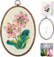 FONNUY Ribbon Embroidery 3D Flowers Pattern Design Kit Embroidery DIY Handwork Set Oval Home Decoration (Pink Crabapple)......