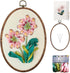 FONNUY Ribbon Embroidery 3D Flowers Pattern Design Kit Embroidery DIY Handwork Set Oval Home Decoration (Pink Crabapple)......