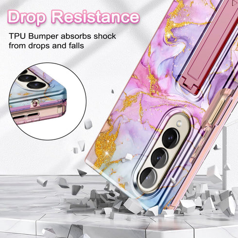 Btscase for Samsung Galaxy Z Fold 4 Case, Built-in Screen Protector with Adjustable Magnetic Kickstand, Full Body Dual Layer Rugged Shockproof Pro...